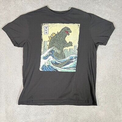 Limited Edition Godzilla Wave Tee TShirt Black Mens Sz Large Japan Art-image