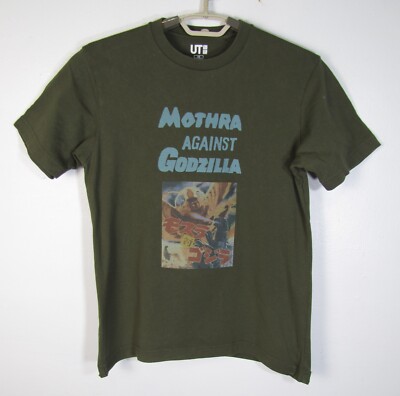 Uniqlo X Godzilla Size XS Green Cotton  Short Sleeve Mothra Graphic Tee-image