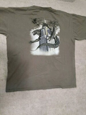Mens Olive Green 1998 Godzilla Taco Bell Movie Promo  Sz XL Tshirt-image
