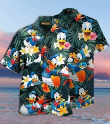 Donald Duck With Happy Faces Green Tropical 3D HAWAII SHIRT Mother Day Gift-image