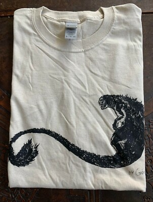 Godzilla T-Shirt, Black On Beige, Artist Rendition By Gabriel R., Sizes L or XL-image