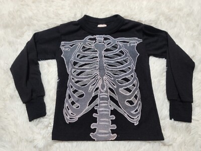 Wormser Skeleton Costume Cobra Kai Karate Kid Pajama Shirt Youth Boys 4-5 VTG -image
