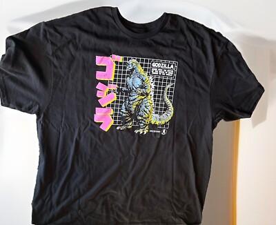 New Godzilla Japanese Kanji Black Mens Vintage Throwback XXL-T-Shirt-image