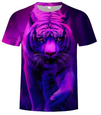 3D Print Casual Short Sleeve T-shirt featuring Wolf Eagle Lion Cartoon Skeleton-image