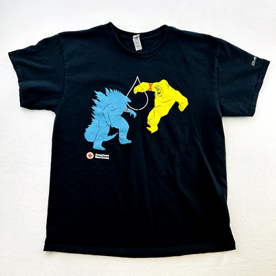 American Red Cross Shirt Adult Large Black Godzilla King Kong New Empire Mens-image