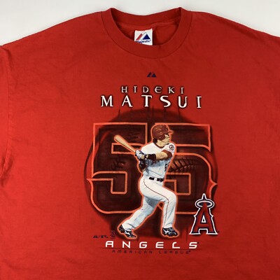 VTG Majestic Hideki Matsui Anaheim Angels T-Shirt Mens 2XL Player Tee-image