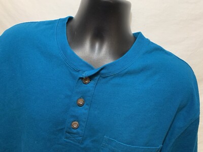 Duluth Trading Relaxed Fit Longtail Heavy T-Shirt Men L Red Short Sleeve Henley-image
