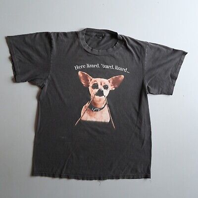 Vtg shirt TACO BELL  Lizard Chihuahua Dog Godzilla Movie Promo Thrashed Grunge-image