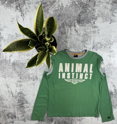 Vintage Diesel Animal Instinct Green Y2K Cotton Jersey Longsleeve T Shirt Tee-image