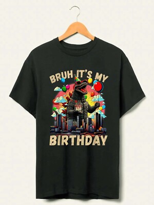 Retro Godzilla It's My Birthday, Kaiju Monster Tee, Japanese Art T-Shirt-image