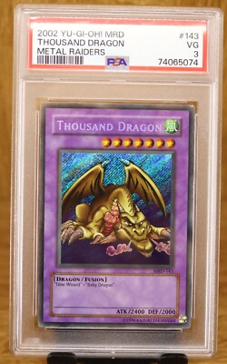 YUGIOH PSA 3 2002 Thousand Dragon MRD-143 Secret Rare OG Unlimited-image