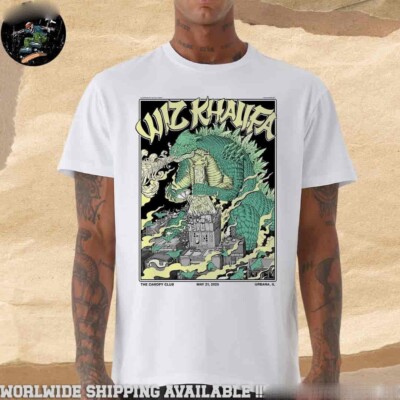 Wiz Khalifa Show In Urbana IL At The C anopy.Club 2025 Godzilla Art Work T-Shirt-image