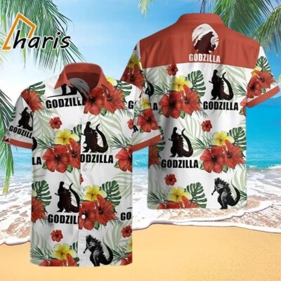 Godzilla Hawaiian Button Down Shirt Unisex Adults S-5XL-image