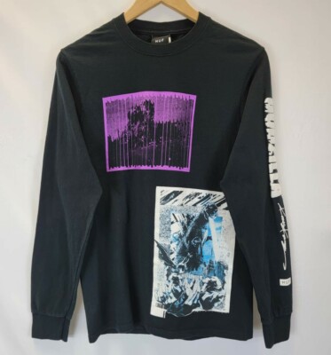 HUF X Godzilla X Kosuke T-shirt Men's Small Black Long Sleeve Graphic Crew Neck-image