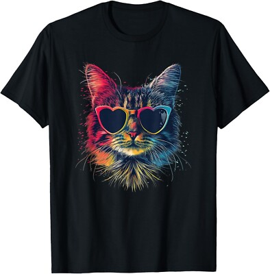 Cute Cat Heart Sunglasses Teen Girls T-Shirt-image