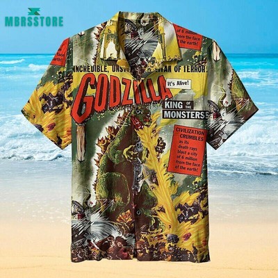 Godzilla King Of Monsters Tropical Hibiscus Vintage Beach Hawaiian Shirt-image
