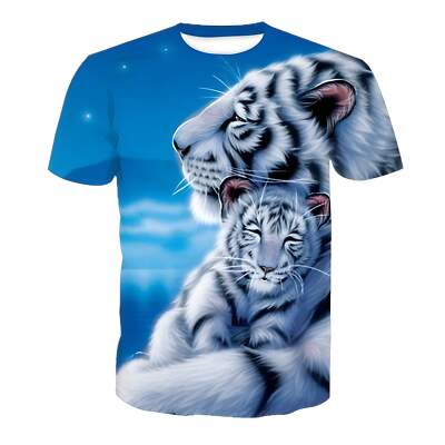 Floral Print Short-Sleeved T-Shirt for Men, Women, and Kids - Casual Round Neck-image