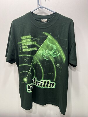 Vintage 1998 Godzilla Tshirt By Cronies Black Size Large ( Glow In The Dark )-image