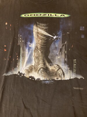 VERY RARE! VINTAGE! 1998 GODZILLA MOVIE PROMO SHIRT WITH SONY VAIO BLACK SIZE XL-image