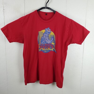 Ript Shirt Mens Extra Large Red Crew Neck Short Sleeve Graphic Godzilla Stretch-image