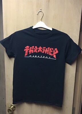 Vintage Thrasher Magazine Godzilla Red Logo T-shirt Black Size Small Skateboard-image