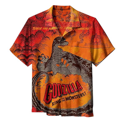 Godzilla King Of Monsters Signature Oranger Color 2024 Trending Hawaiian Shirt-image