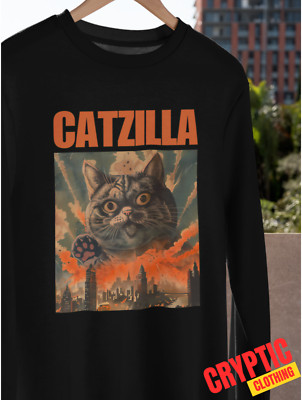 Catzilla T SHIRT S-3XL Funny Cat Lover Japanese Kitten Godzilla Movie Joke TEE-image