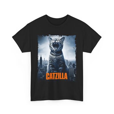 Funny Catzilla T-Shirt – Cat Meets Godzilla Graphic Tee for Men & Women-image