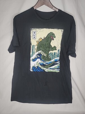 Godzilla Great Wave Kanagawa T-Shirt Large Black-image