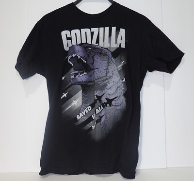 Godzilla 2014 SDCC Saved us All New Legendary Small black Tee shirt see descrip-image
