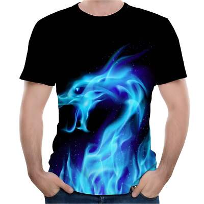 3D Animal Print Casual Short Sleeve Round Neck T-Shirt for Men, Lightweight Poly-image