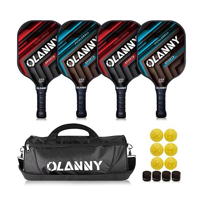 Graphite Pickleball Paddles Set- Premium Rackets Fiber Face & Polymer Honeyco...-image