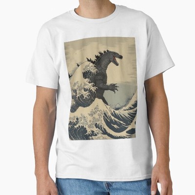 Katsushika Hokusai - Godzilla In The Great Wa T-Shirt Made in US/AUS Size S-2XL-image
