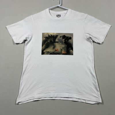 Uniqlo UT x Godzilla vs Kong Rare Cotton White Casual Tee T Shirt Mens Small S-image