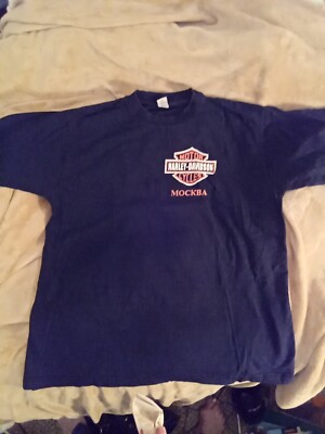 Vintage Harley Davidson T Shirt Moscow Russia  Black Mens Size XXL-image