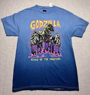 Godzilla New Teen T-Shirt -Blue Fade King of the Monsters.  Size Medium-image