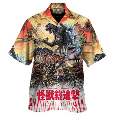 Godzilla Movie HAWAIIAN Shirt, Godzilla Beach Shirt, Gift For Him S-5XL US Size-image