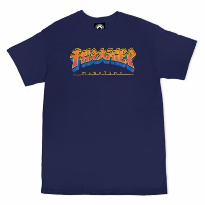 Thrasher Magazine Godzilla Burst Logo T-shirt Skateboard Navy New Size M L XL-image