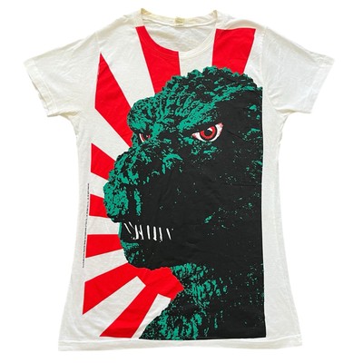 VTG 2008 GODZILLA AOP TOHO T-Shirt Womens XL Sci Fi MONSTER Rising Sun Flag Y2K-image