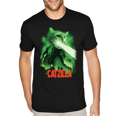 XtraFly Apparel Men's Tee Catzilla Cat Godzilla Monster Japan Crewneck T-shirt-image