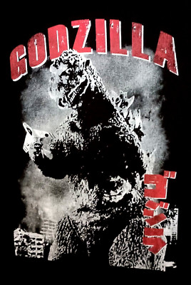 Original Classic Godzilla Japanese Kaiju Monster TOHO Black T-Shirt Sz XL New-image