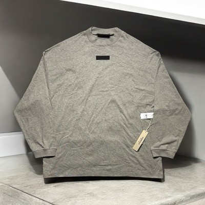 Fear of God ESSENTIALS (SS21) NWT Dark Heather Oatmeal Oversized LS T-Shirt M-image