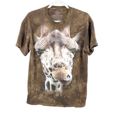 The Mountain Men Medium Giraffe Chewing T Shirt All Over Print Graphic Tee Brown-image