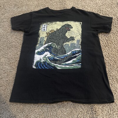 Godzilla Shirt Adult Small Black Short Sleeve Casual Movie Mens-image