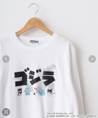 Godzilla x Sanrio Characters Long Sleeve T-Shirt White Unisex JP LTD Original-image