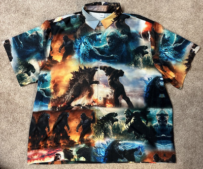 Godzilla vs Kong Button Down Short Sleeve Shirt 5XL-image