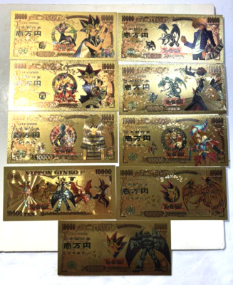 24k Gold Foil  Plated Yu-Gi-Oh Banknote Set Anime Collectible card Game-image