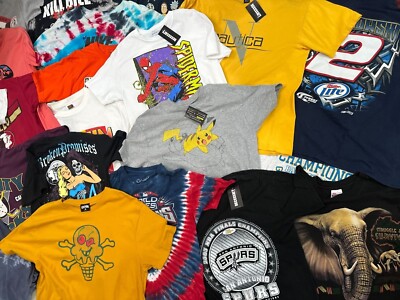 5 Graphic T-Shirt Lot Random VTG Sports Bands Movies Anime 90s Y2K Streetwear eu-image
