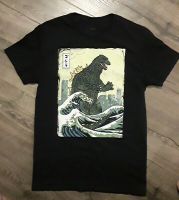GODZILLA “The Great Wave” Black T-Shirt from Toho Co. Ltd. Size: Small-image