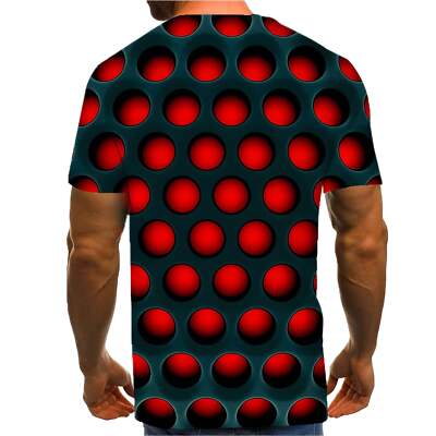 3D Printed Cotton Blend Short Sleeve T-Shirt for Men - Stylish Casual Wear with-image